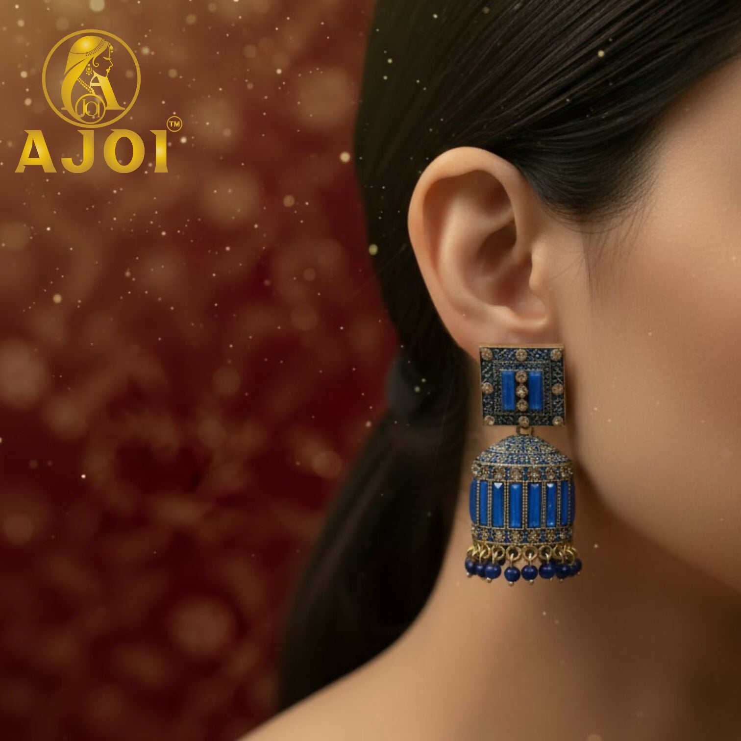 Sapphire Blue Designer Earrings – Elegant Drop &... - Image 2
