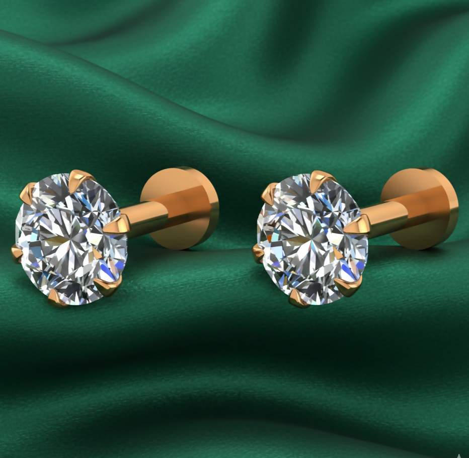 Gold Plated Diamond Stud Earrings – Sparkling Combo... - Image 2