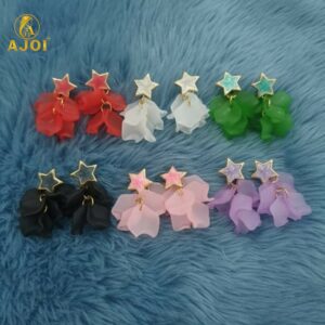 Luxury Floral Drop Earrings – Soft Matte Petal...