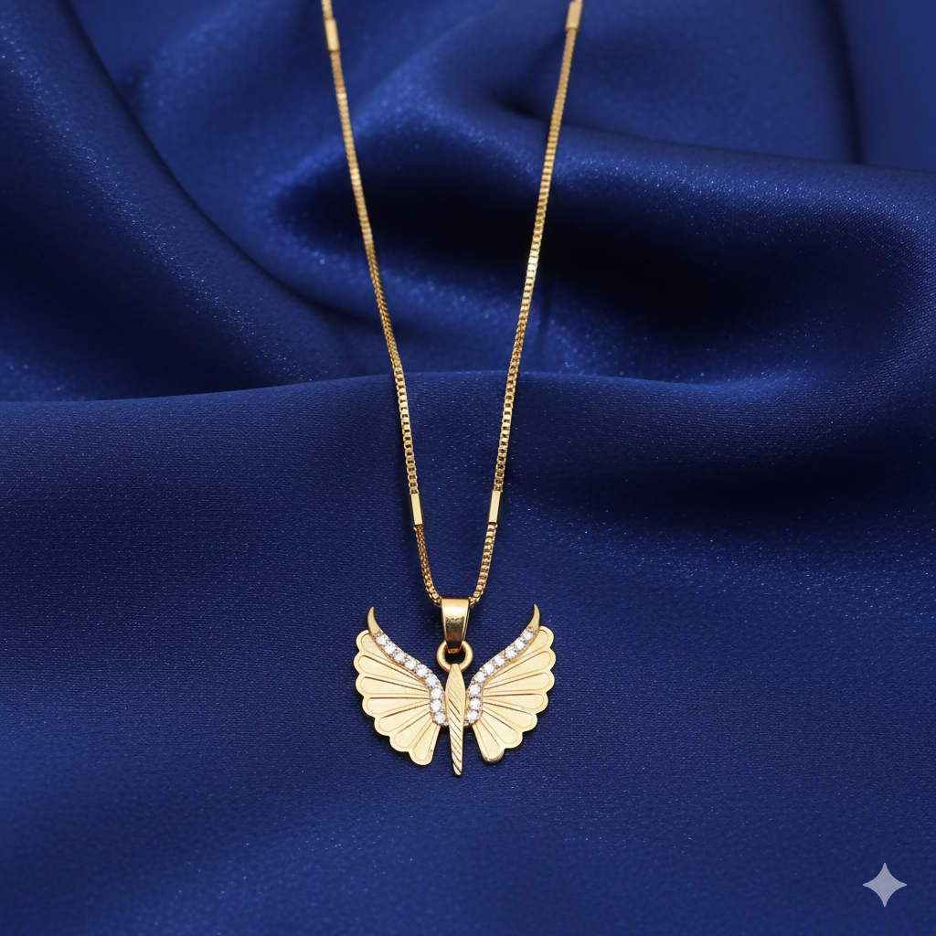 Butterfly Wing Pendant Necklace – Gold Plated Elegance for Women