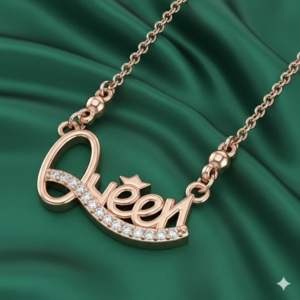 Queen Pendant Necklace Rose Gold Plated – Elegant Crystal Accent