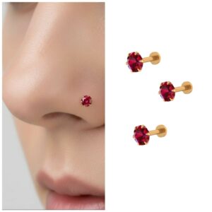 Ruby Red AD Nosepin Stud – Gold Plated…