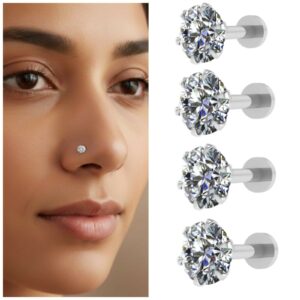 Silver Plated Internal Thread Nosepin Stud – Comfortable…