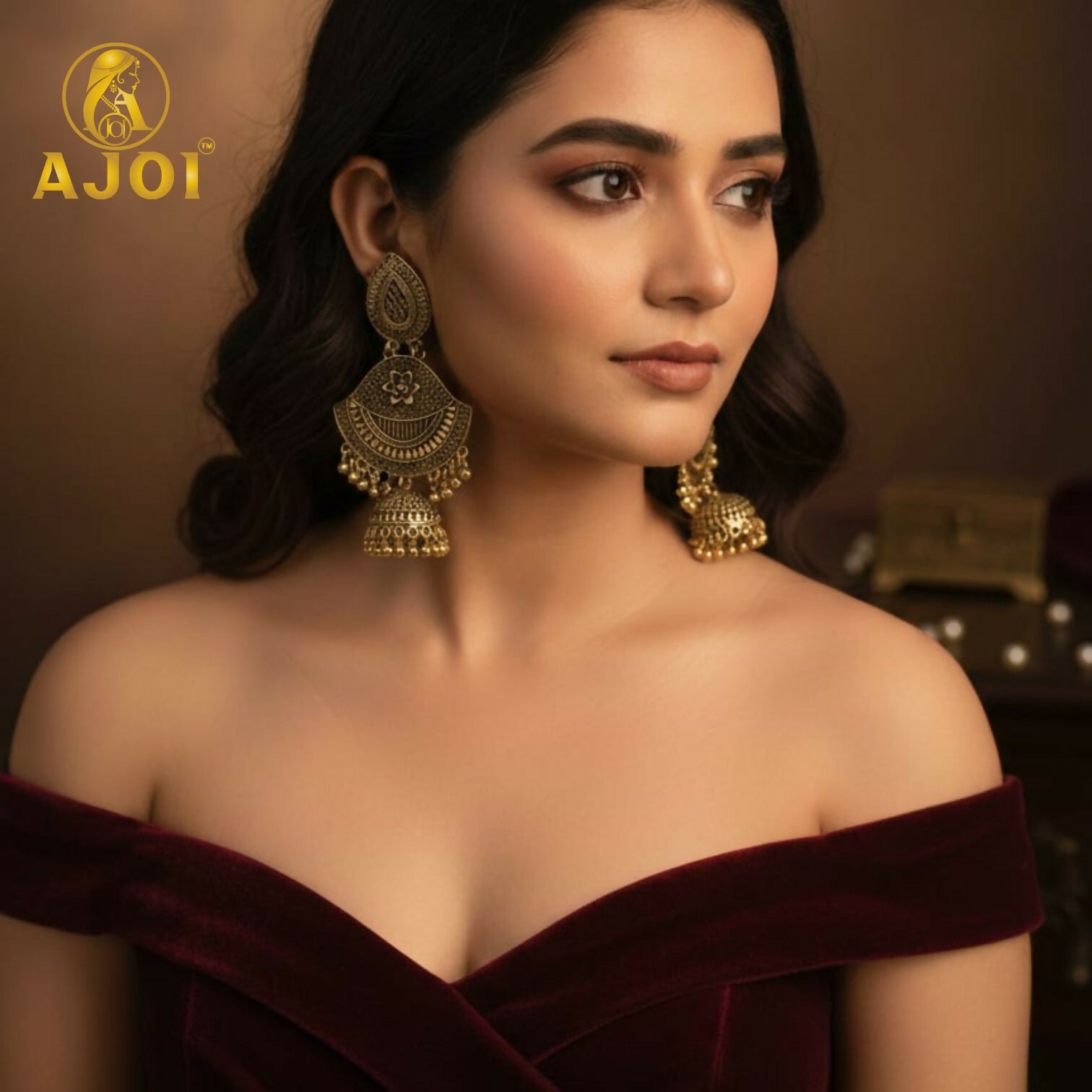 Antique Teardrop Jhumka Earrings – Elegant Traditional De... - Image 2