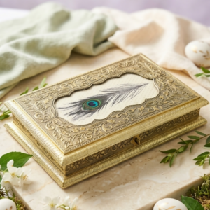 Jewelry Storage Box – Handcrafted Peacock Feather Design...