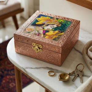 Copper FInished Radha Krishna Jewelry Box – Elegant...