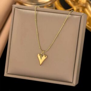 Gold Heart Pendant Necklace – Minimalist Love Charm for Women