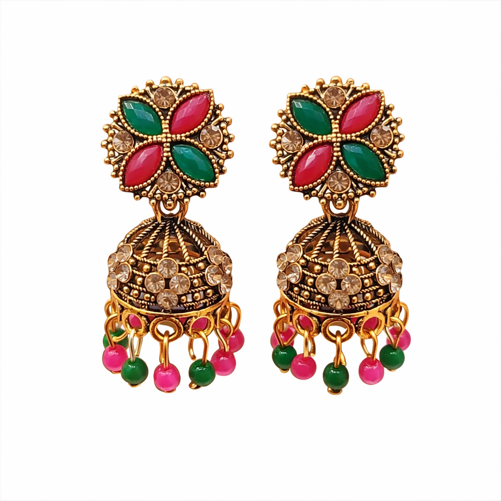 Jhumka Earrings – Traditional Elegant Oxidised Design - Image 2