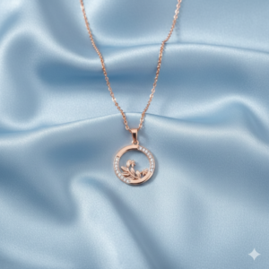 Rose Gold Swan Pendant Necklace – Elegant CZ Sparkle Accent