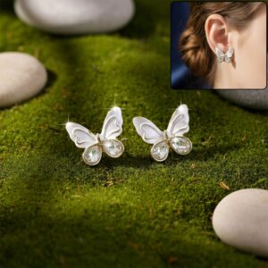 Butterfly Stud Earrings – Elegant Crystal Design for...