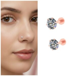Rose Gold Nosepin – Elegant Internally Threaded Labret…