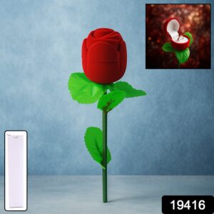 Rose Flower Jewelry Ring Box – Velvet Finish...