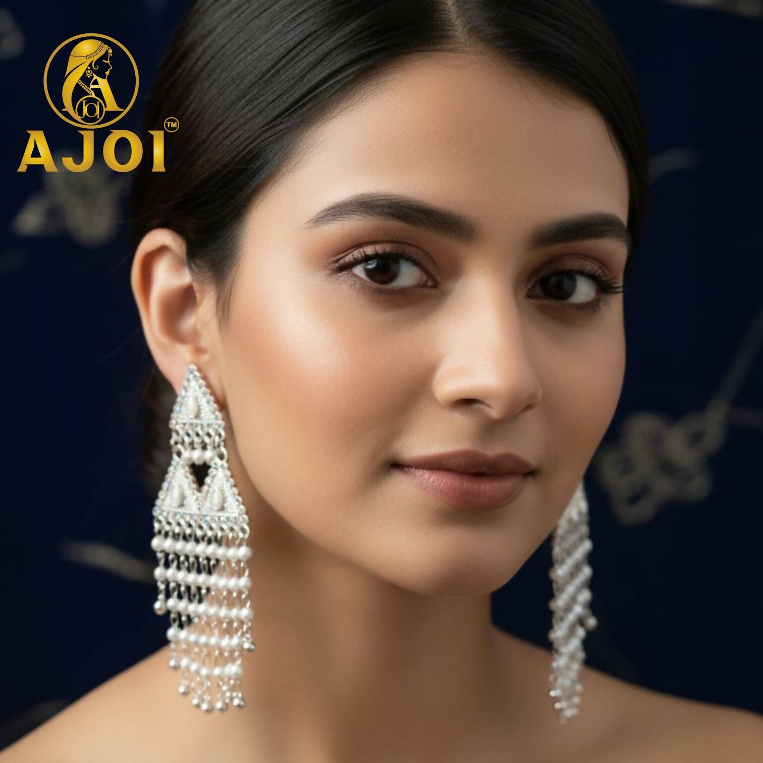 Pearl Drop Silver Earrings – Elegant Designer Tassels - Image 2