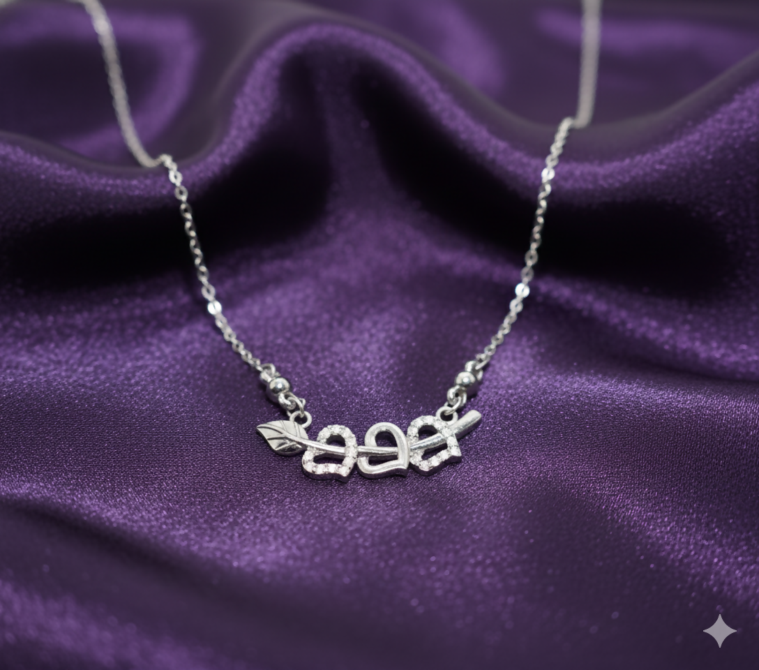 Cupid's Arrow Necklace – Silver Tone Double Heart Pendant