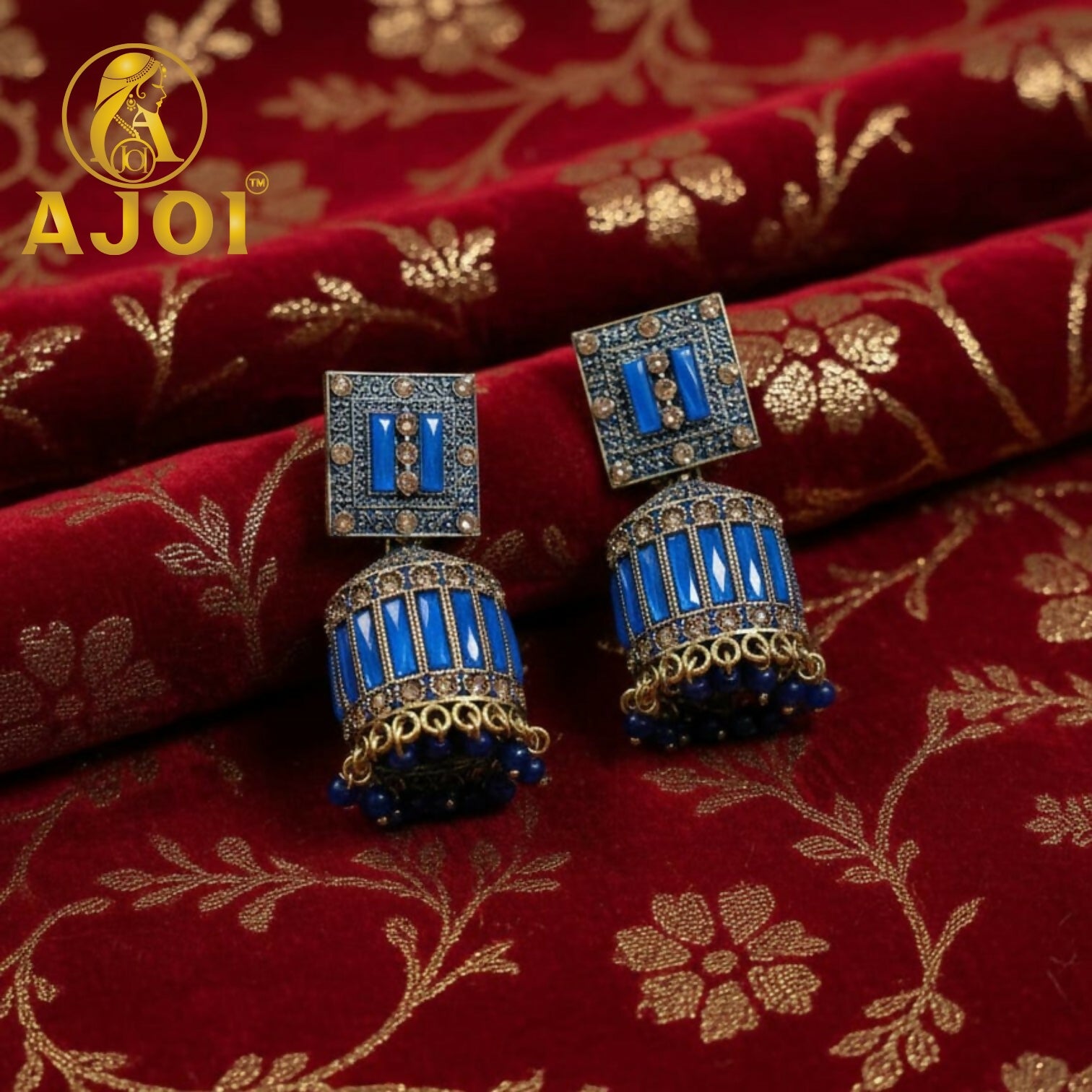 Sapphire Blue Designer Earrings – Elegant Drop &...