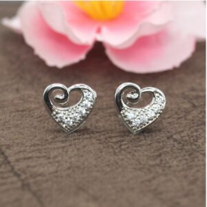Sterling Silver Heart Stud Earrings – Elegant Daily...