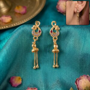 Gold-Plated Stone Studded Earrings – Elegant for Festival...