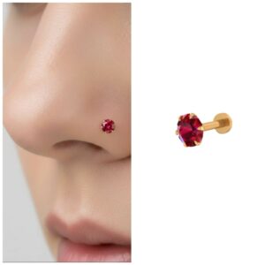 Ruby AD Nosepin Stud – Elegant Gold Plated…