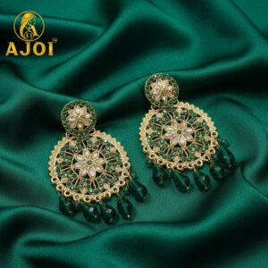 Green Floral Earrings – Elegant floral design with...