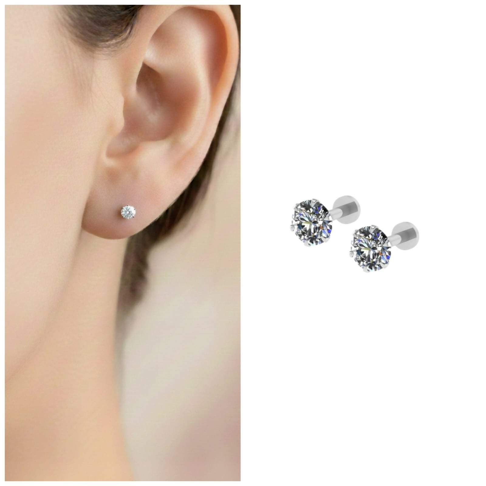 Silver Plated Flat Back Stud Earrings – Comfortable...