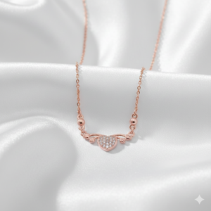Rose Gold Heart Necklace – Elegant Cubic Zirconia Pendant