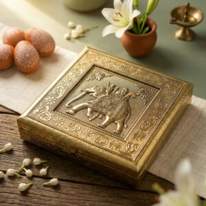 Golden Elephant Jewelry Box – Handcrafted Metal Storage...
