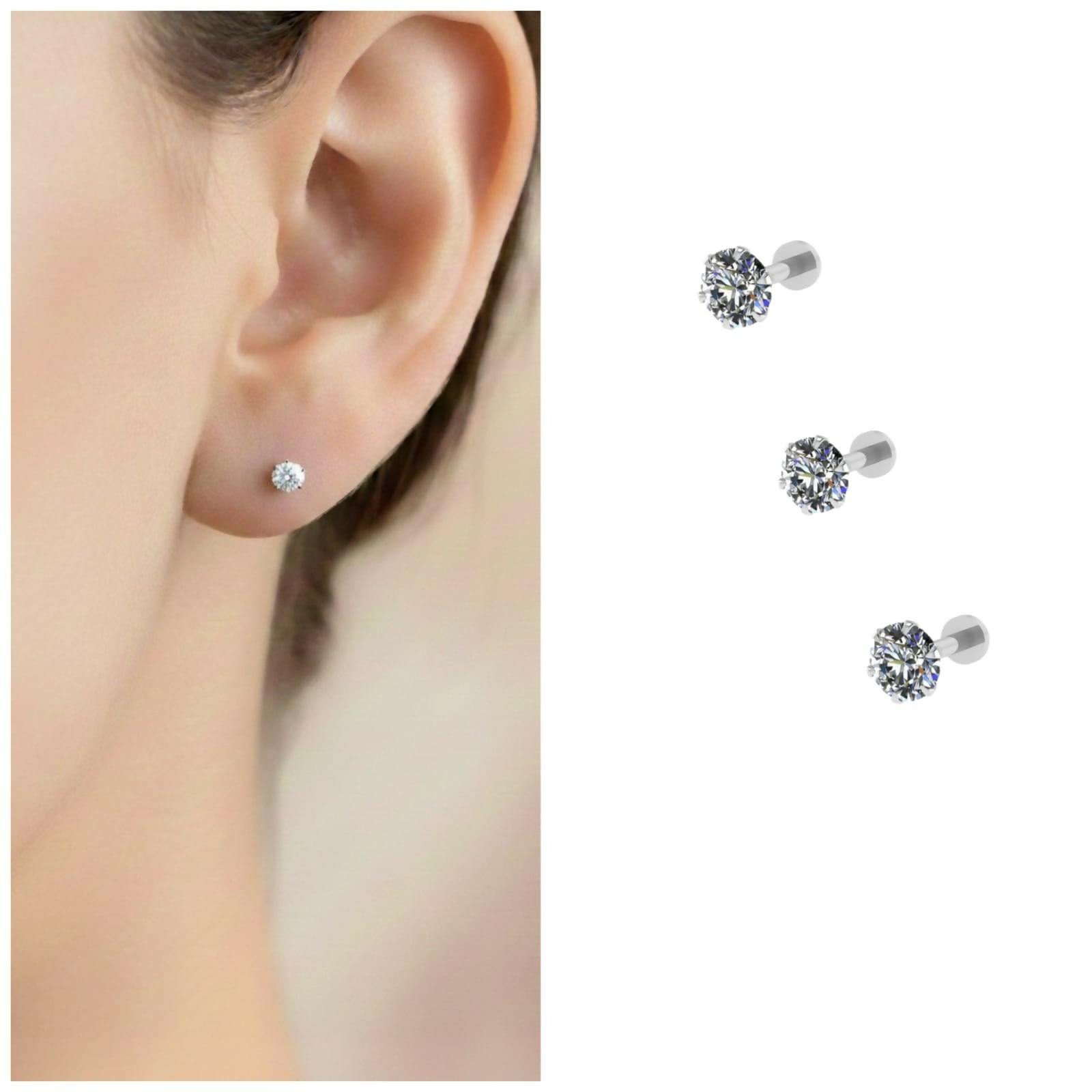 Silver Plated Flat Back Stud Earrings – Combo...