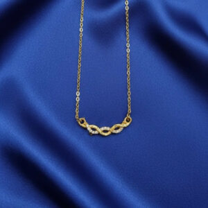 Infinity Knot Gold Necklace – Elegant Zircon Sparkle for Women