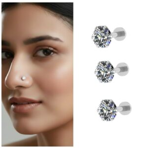 Silver Plated Nosepin Stud Combo Pack – Elegant…