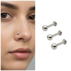 Flat Back Silver Plated Nose Stud – Comfortable,…