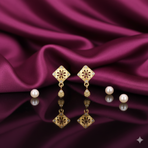 22K Gold AD Drop Earrings – Elegant Ruby...