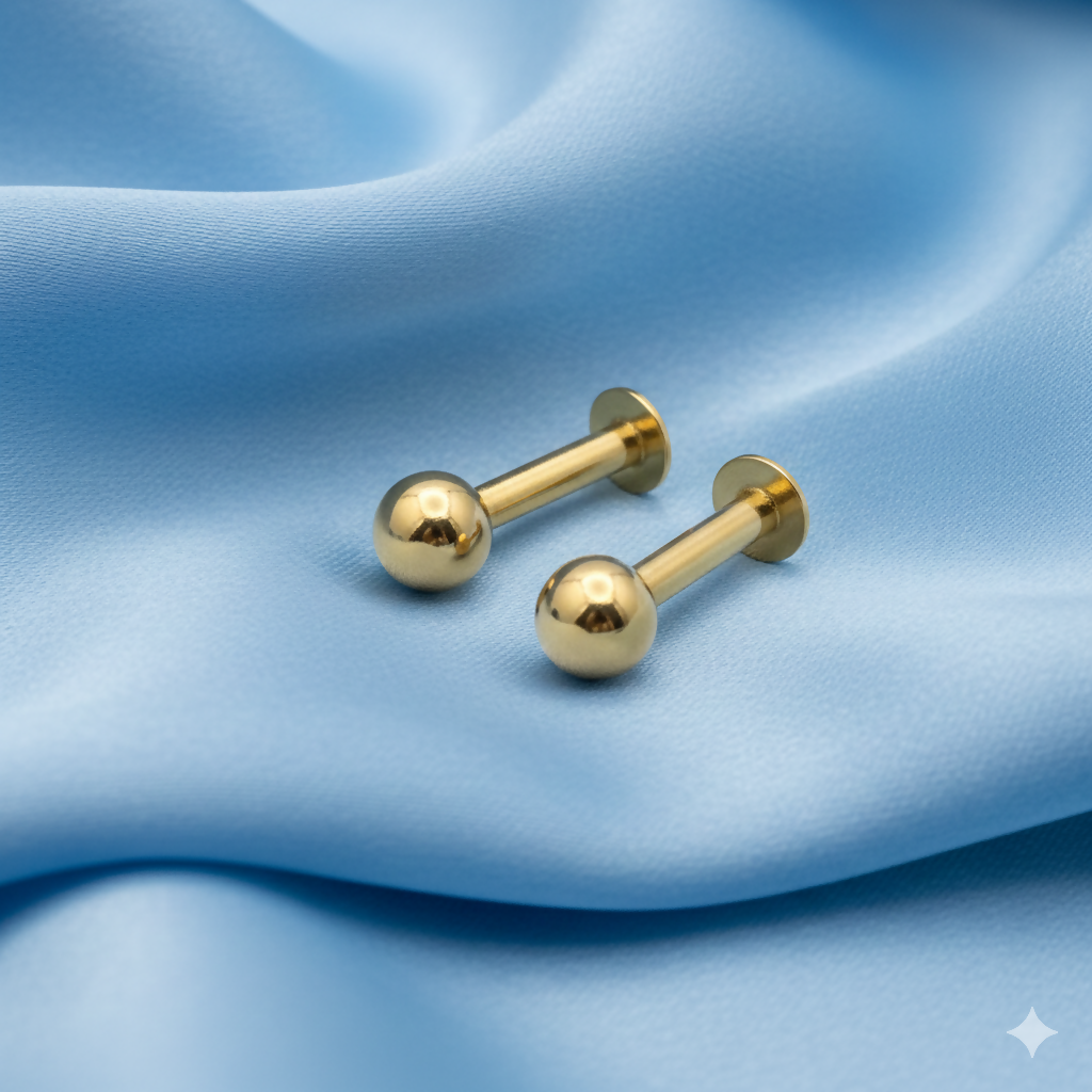 Gold Flat Back Stud Earrings – Comfortable Small... - Image 2