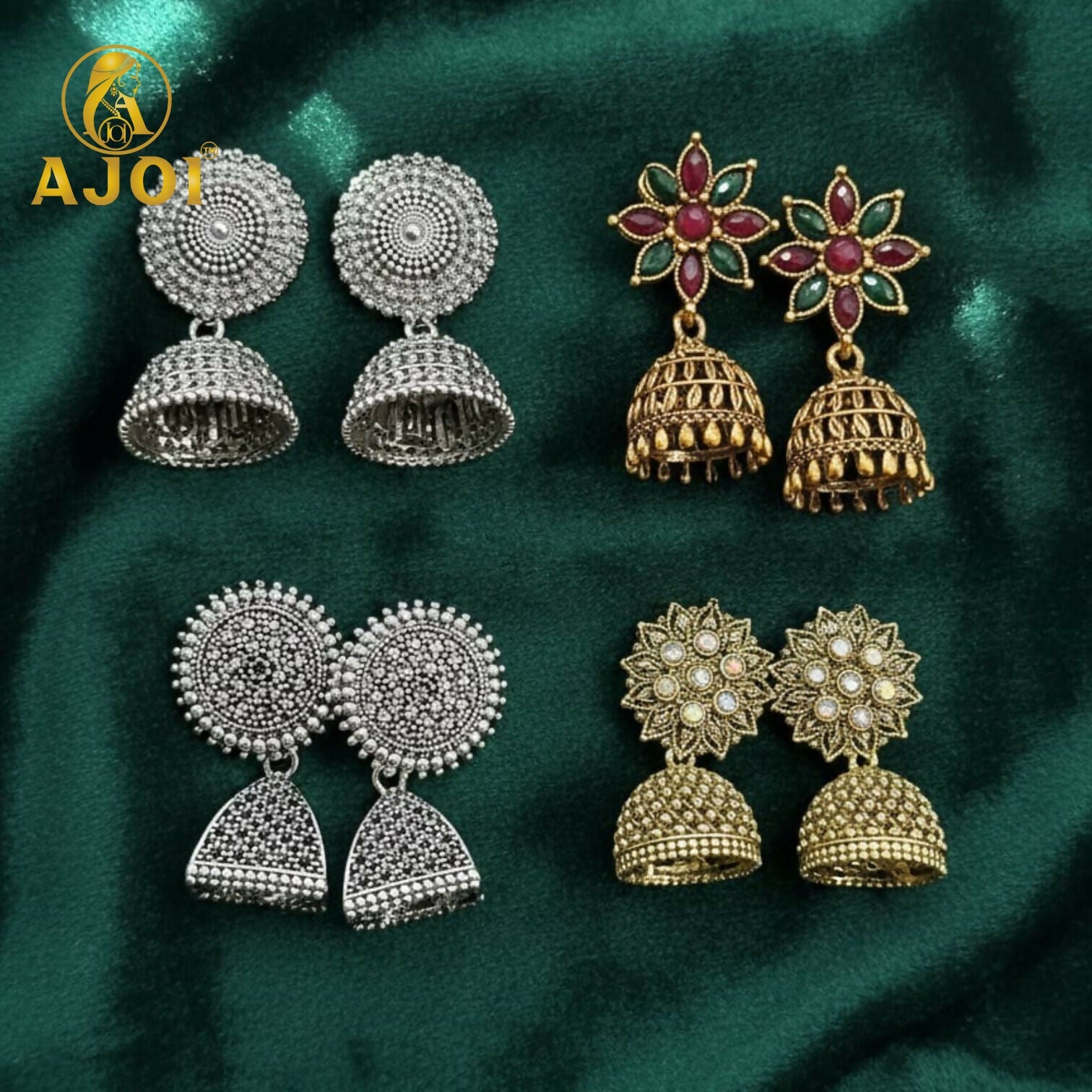 Royal Heritage Stud Earrings – Elegant Ethnic Jhumka...