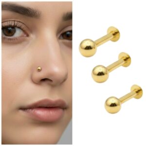 Gold Plated Nose Stud – Hypoallergenic Titanium Threadles…