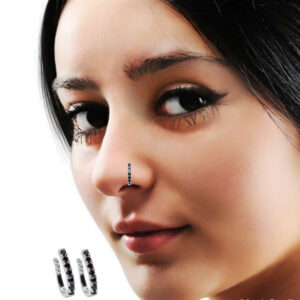 Clip-On Nose Ring – Flower Stud & Double…