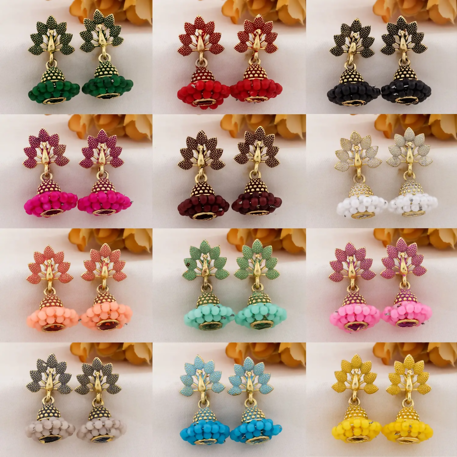 Oxidized Jhumka Earrings – Small Vibrant Combo for...