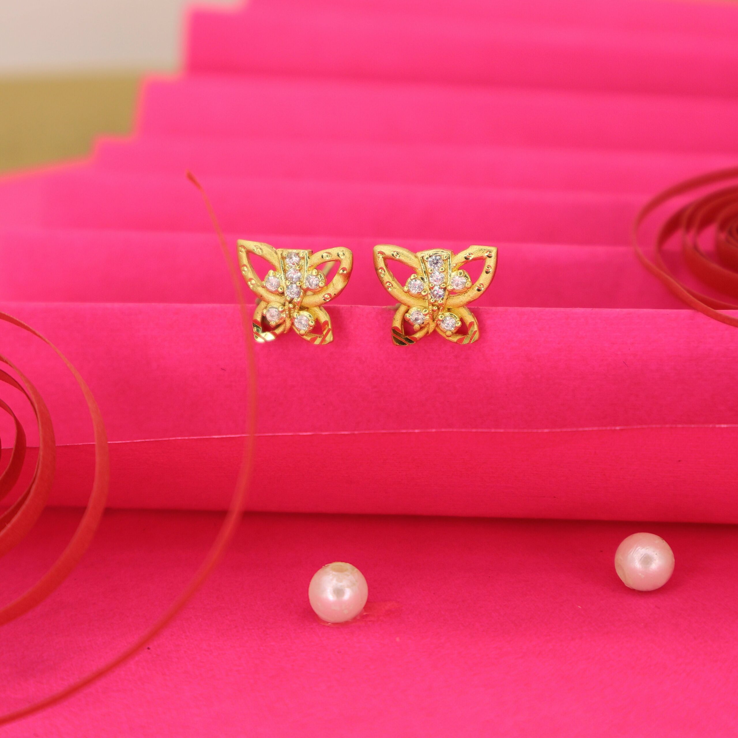 Butterfly Stud Earrings – Gold Plated Lightweight Jewelry - Image 2