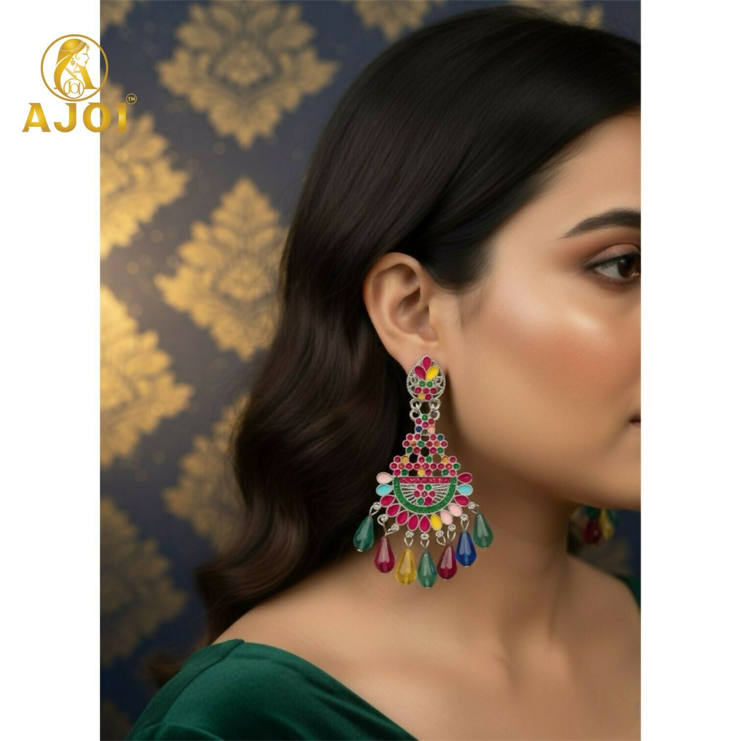 Colorful Meenakari Drop Earrings – Vibrant Festival Jewelry - Image 2