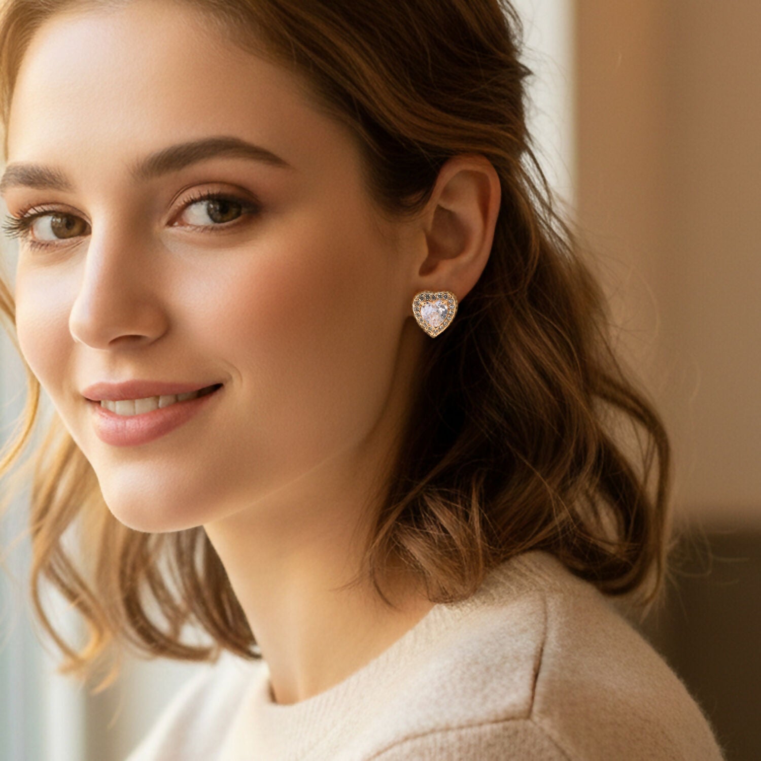 Heart Shape Crystal Stud Earrings – Elegant Daily... - Image 2