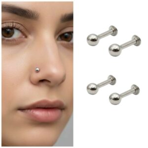 Labret Stud Nosepin Combo Pack – Comfortable Silver…