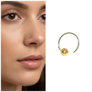 Gold Seamless Nose Ring – Minimalist Ball Hoop…