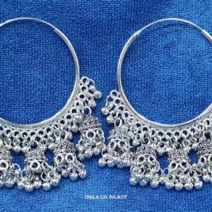 Oxidised Silver Jhumka Earrings – Traditional Bali Design