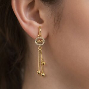 Love Charm Tassel Earrings – Elegant Gold Finish...