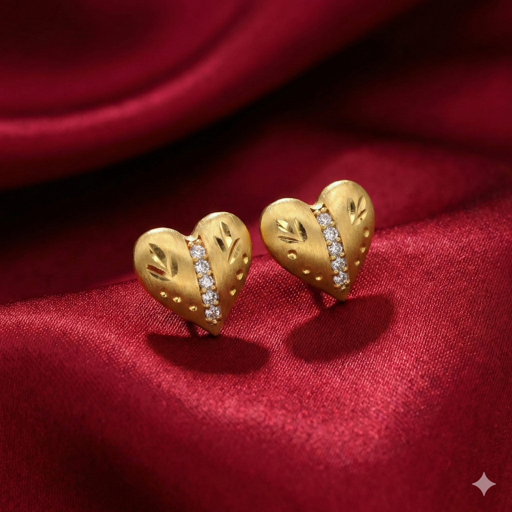 Heart Stud Earrings – Gold Plated with Sparkling...