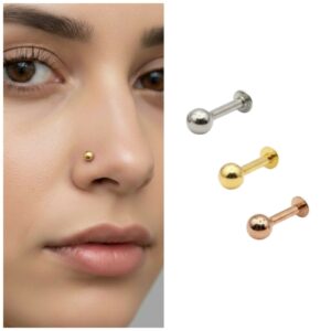 Nosepin Stud Combo Pack – Silver, Gold &…
