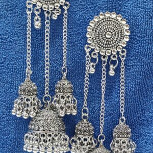Silver Jhumka Earrings – Traditional Oxidized Design