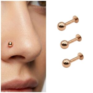 Rose Gold Labret Stud Nosepin – Comfortable Flat…