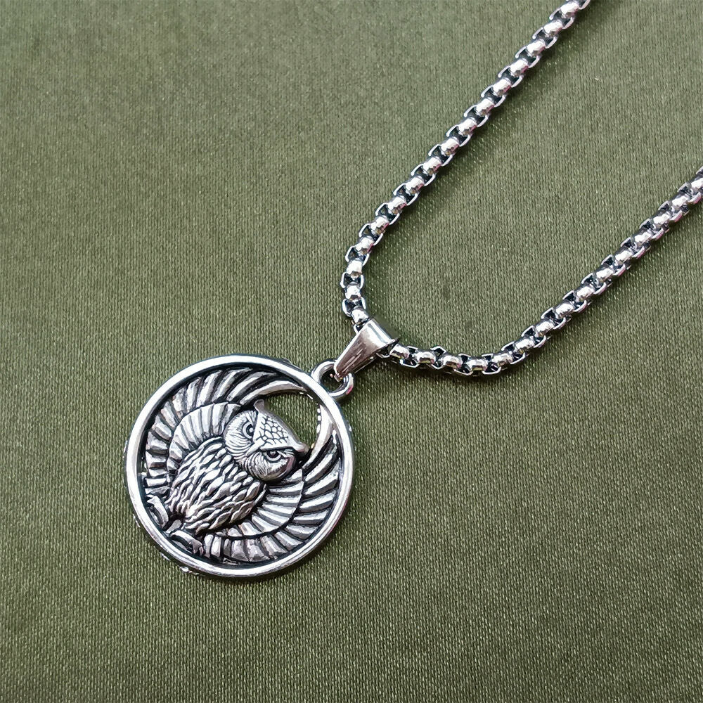 Owl Chain Pendant – Stylish Men's Wisdom Symbol Necklace