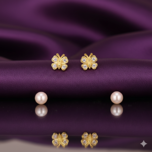 Gold Butterfly Stud Earrings – Daily Wear Diamond...