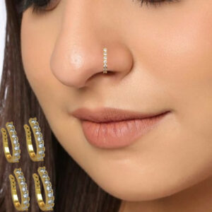Gold-Plated CZ Nose Ring Set of 4 –…